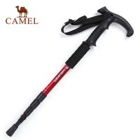 CAMEL骆驼户外登山杖男女T型4节伸缩拐杖爬山徒步多功能超轻手杖 红色 均码