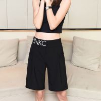 [2条装]西装短裤女夏宽松高腰显瘦外穿阔腿冰丝薄款休闲五分裤 五分-黑色1条 M 80-95斤