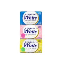 日本KAO花王玫瑰香皂保湿沐浴皂滋润泡沫洗浴皂洗脸皂3块装130g*3 牛奶香+玫瑰香+柠檬香/三块
