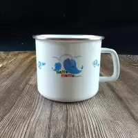 1L大容量搪瓷水杯复古经典加厚搪瓷缸子带盖老式铁茶杯大号马克杯 12CM小鱼杯(无盖)