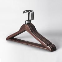 高档实木宽肩木衣架西装衣架子挂衣架木质木头木制衣挂大衣服撑 [实木复古扁勾]5支