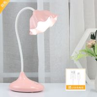 LED护眼台灯USB可充电式学生宿舍书桌儿童阅读写字卧室床头小夜灯 粉色 经典款 送USB线
