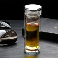 精品杯新款水杯双层水晶底玻璃杯耐热男女士商务杯办公杯泡茶杯子 水晶底短款!短网