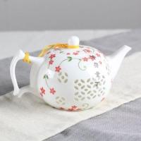 景德镇陶瓷青花瓷功夫茶具套装玲珑茶具水晶镂空茶具茶壶特价茶杯 小红花