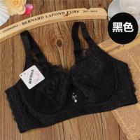 超薄款透气性感聚拢收副乳文胸夏季大码有钢圈大胸显小无海绵内衣 黑色 34B/75B