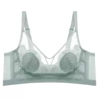 六月玫瑰大胸显小胸罩透明水晶杯C杯文胸超薄性感乳胶内衣夏季bra 浅绿色 75B