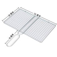 不锈钢烤鱼夹烤鱼网夹子拍子网夹烧烤鱼夹网烤菜夹烧烤工具烤菜网 普通款铁烤鱼网35*20