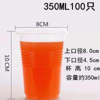 一次性杯子塑料杯批发商用加厚航空杯茶杯整箱家用透明一次性水杯 350毫升100只