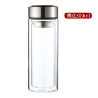 南极人双层玻璃杯男女士商务车载隔热茶杯家用茶水分离杯透明杯子 300ml本色[不可测温] 单杯