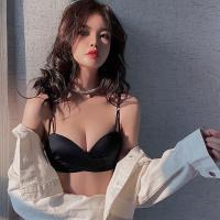 性感无痕内衣女小胸聚拢调整型上托胸罩收副乳防下垂文胸罩薄套装 黑色(单件) 32/70AB通杯