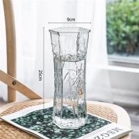 特大号大号玻璃花瓶透明水养水竹富贵竹百合水培花瓶客厅插花摆件 25cm六角(竹叶款) 大