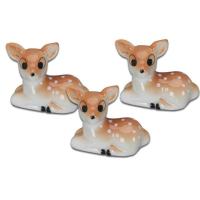 陶瓷小鹿摆件创意梅花鹿工艺品笔架筷子架桌面小动物摆饰卡通筷托 迷你陶瓷小鹿-棕色三个装