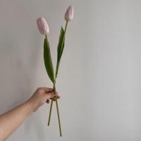 现代轻奢流光贝壳透明玻璃花瓶客厅插花水培富贵竹软装摆件 3支粉色郁金香 47.5cm