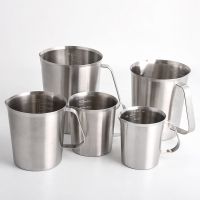 不锈钢304刻度量杯奶茶咖啡用品尖嘴2000ml带刻度量杯江门拉花缸 沙光带刻度500ML