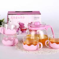 玻璃泡茶水壶防烫家用花茶壶办公室养生茶具水杯套装杯子冷水壶 900花茶壶粉色 单壶