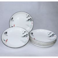 [6/10个装]景德镇家用盘陶瓷盘子菜盘深盘圆形餐盘碟子餐具 7英寸圆盘6个装 纯白色