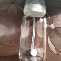 韩版奶瓶水杯儿童创意带刻度便携玻璃杯女学生可爱少女心成人杯子 无图无刻度 单杯+吸管+重力球