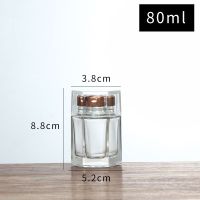 燕窝瓶高档六棱蜂蜜玻璃瓶酱菜瓶透明玻璃密封罐辣子瓶柠檬膏瓶 80ML金盖4只