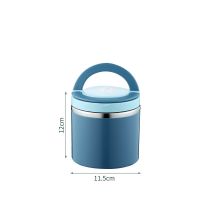 保温饭盒不锈钢带盖单分层多层大容量便携帯手提学生上班族便当盒 北欧蓝 简装单层(630ml)