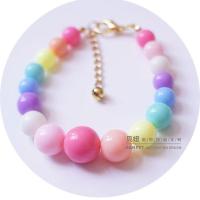 [贝妞]宠物彩色项链 无铃铛渐变大小挂饰 狗狗猫咪泰迪小型犬 彩色渐变珠 XS号15-20cm(1-2斤)
