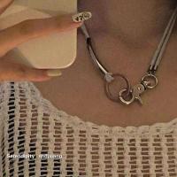 RTEP / 韩国小众设计ins复古个性皮革冷淡锁骨项链配饰酷女潮个性 炫酷灰色项链[45厘米]