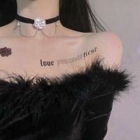 超仙气质复古磨砂山茶花choker暗黑哥特珍珠丝绒项圈颈链锁骨链女 气质山茶花项链一条装