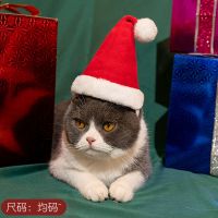 猫咪帽子头饰可爱猫头套宠物圣诞帽子围巾斗篷披风套装狗狗新年装 圣诞帽 XS码/均码[具体尺寸看图]