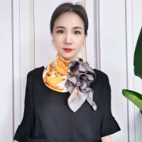 杭州丝绸高档丝巾春夏秋冬洋气时尚百搭款围巾出游防晒披肩头巾 90cm大方巾玉兰枝头黄
