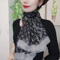 韩版新款丝巾女士围巾优柔纱纱巾超大薄款围脖防晒披肩时尚百搭 黑色