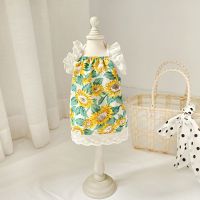 泰迪狗狗雪纺吊带裙法斗幼犬约克夏裙子布偶斯芬克斯猫衣服夏装薄 白底 梵高向日葵吊带裙 XS(建议3斤内)