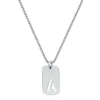 姓氏英文字母军牌男女项链时尚百方牌吊坠嘻哈潮项坠情侣饰品礼物 A 字母吊坠+60cm珍珠链