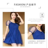 少女泳衣女蕾丝泳衣女保守遮肚露背裙式连体温泉分体泳衣 3917藏青分体125斤以内 M 80-100