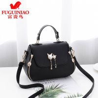 [富贵鸟]2021ins小包包女女士时尚手提女包潮单肩斜挎包女 黑色