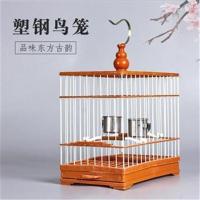 新款塑钢麻料笼方笼塑料笼鸟用洗澡笼鸟笼配件黄雀笼清洗方便 麻料笼裸笼(无任何配件)