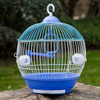 分割鹦鹉鸟笼子虎皮牡丹文鸟画眉珍珠绣眼百灵鸟小圆型鸟笼子 302颜色随机普通单笼_促销