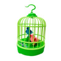 儿童玩具趣味鸟笼仿真电动玩具带灯光鸣叫声控感应鸟早教益智玩具 绿色鸟笼[带灯光] 不带电池