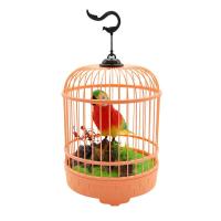 儿童玩具电动小鸟 声控感应鸟笼会叫会动闪光发声鹦鹉1-2-3-5周岁 圆形橙色单鹦鹉玩具鸟笼 搭配3颗5号干电池【鸟颜色