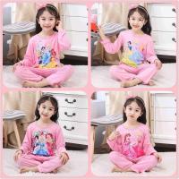 儿童睡衣春秋季小女孩长袖卡通薄款睡衣公主风韩版女童家居服套装 [随机发货款式长袖套装]圆领 8码[建议身高90-100c