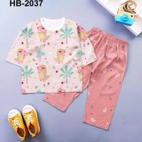 夏季儿童棉绸睡衣男童女童宝宝棉绸长袖夏天薄款空调服家居服套装 桔红色恐龙宝宝 55码建议身高65-70cm