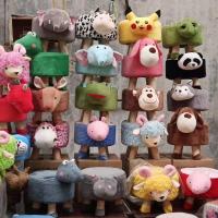 家用换鞋凳实木凳儿童玩具凳布艺凳卡通凳客厅凳沙发圆凳矮凳方凳 新款可拆洗[随机换洗套]高25厘米