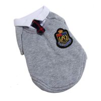 狗狗宠物衣服校园凤情侣装春夏新款泰迪比熊衣服裙子猫咪衣服用品 男装领带灰 XS号[约适合1-3斤穿]