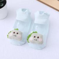 婴儿袜子夏季网眼薄款透气玻璃丝宝宝袜可爱卡通公仔新生儿童短袜 恐龙(1双) S码(0-1岁)8-10CM