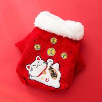 喜庆棉衣泰迪狗狗衣服秋冬装小型犬比熊过年猫咪宠物加厚冬季新年 招财猫#中国红# XS(建议体重1-3斤)