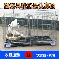 加粗鸽子笼鸽子用品用具鸽子配对笼养殖笼子折叠宠物笼大号 带托盘（送饮水器+绑带） 银色50*35*40（无隔断