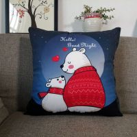 卡通可拆洗印花抱枕沙发靠垫靠枕腰靠办公室护腰靠垫套抱枕腰枕 水晶绒款:晚安熊 43*43cm套子不含芯一个装