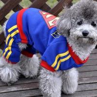 斜挎包宠物狗狗四脚衣小型犬秋冬装比熊雪纳瑞泰迪犬衣服秋装牛仔 超人四脚 XS(胸32背20◆约2-3斤)