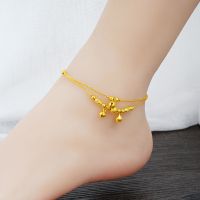 [两件装]经典镀金脚链女ins不掉色脚链女性感脚踝脚踝链脚环女 一只装-单脚佩戴 简约水波脚链