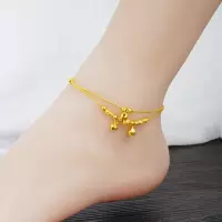 [两件装]经典镀金脚链女ins不掉色脚链女性感脚踝脚踝链脚环女 一只装-单脚佩戴 简约水波脚链