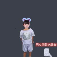 六一可爱学猫叫小猫咪幼儿园小兔子儿童演出服动物服舞蹈演服装 小猫男款 猫发箍短袖短裤鞋套 100
