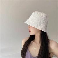 [南小西]褶皱面料盆栽帽遮阳渔夫帽子女韩版水桶帽灯罩帽盆帽 米白 M(56-58cm)